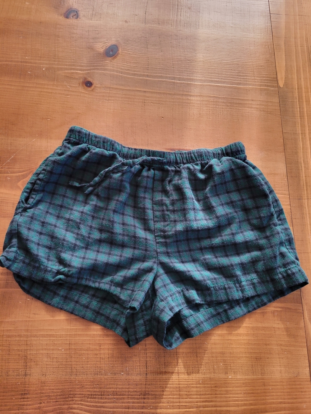 Auden Green Black Plaid Flannel Pajama Lounge Shorts Size S Washed But NOT WORN